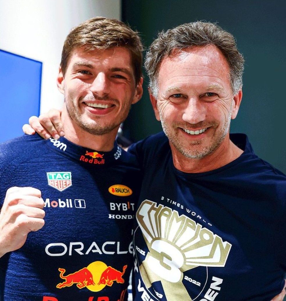 Max Verstappen e Christian Horner celebram tricampeonato de piloto na Fórmula 1 — Foto: Reprodução/Instagram