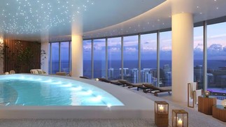 Torre tem piscina nas alturas — Foto: Divulgação/Aston Martin Residences