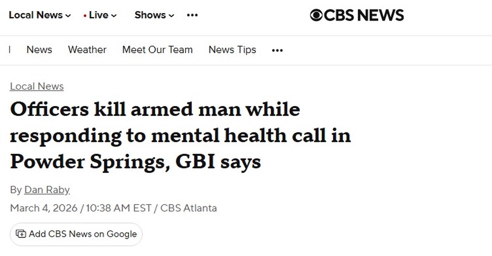 Mídia americana divulgou nota da polícia que dizia que Gustavo estava armado, família nega versão dos oficiais — Foto: Reprodução | CBS News