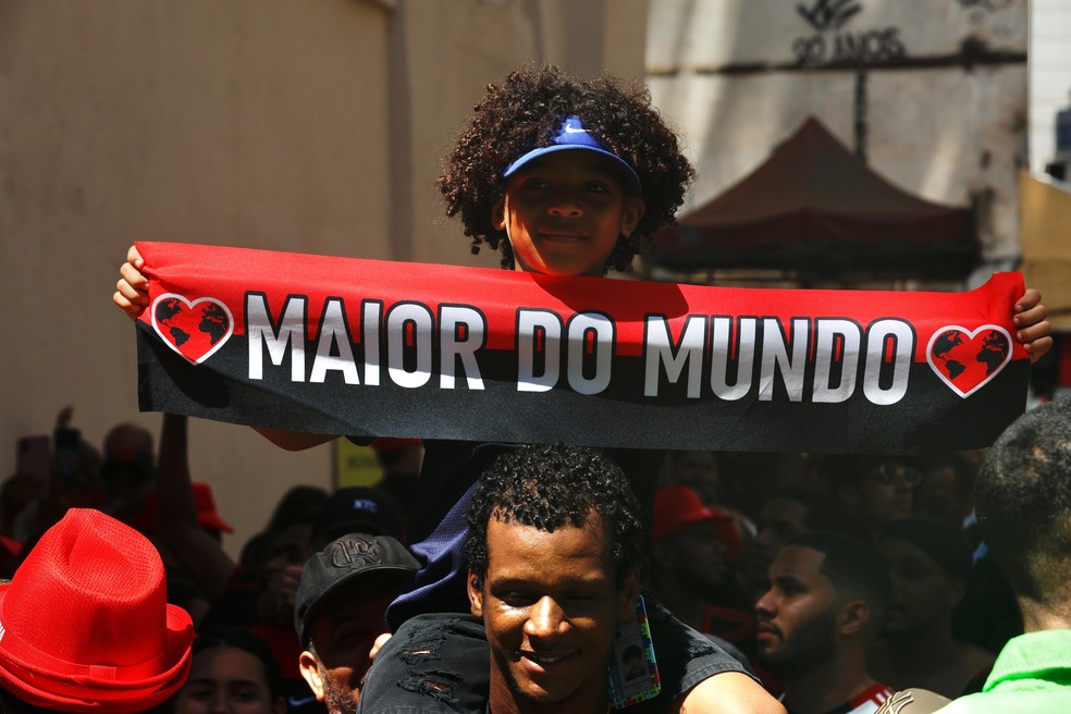 Torcida na festa pelo título da Libertadores, no Centro do Rio de Janeiro — Foto: Gabriel de Paiva/Agência O Globo