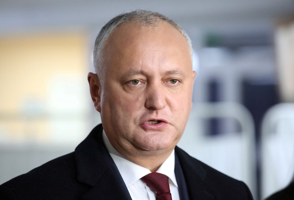 O ex-presidente da Moldávia, Igor Dodon, durante as eleições presidenciais em 2020 — Foto: Vladislav Culiomza / Reuters