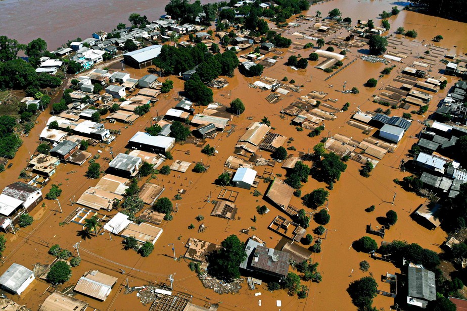 Enchente em Encantado, cidade do Rio Grande do Sul