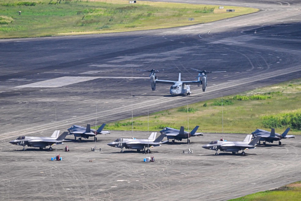 MV-22 Osprey taxiing at the reactivated Roosevelt Roads base; The United States sent F-35s to Puerto Rico — Photo: Miguel J. Rodriguez Carrillo/Getty Images via AFP