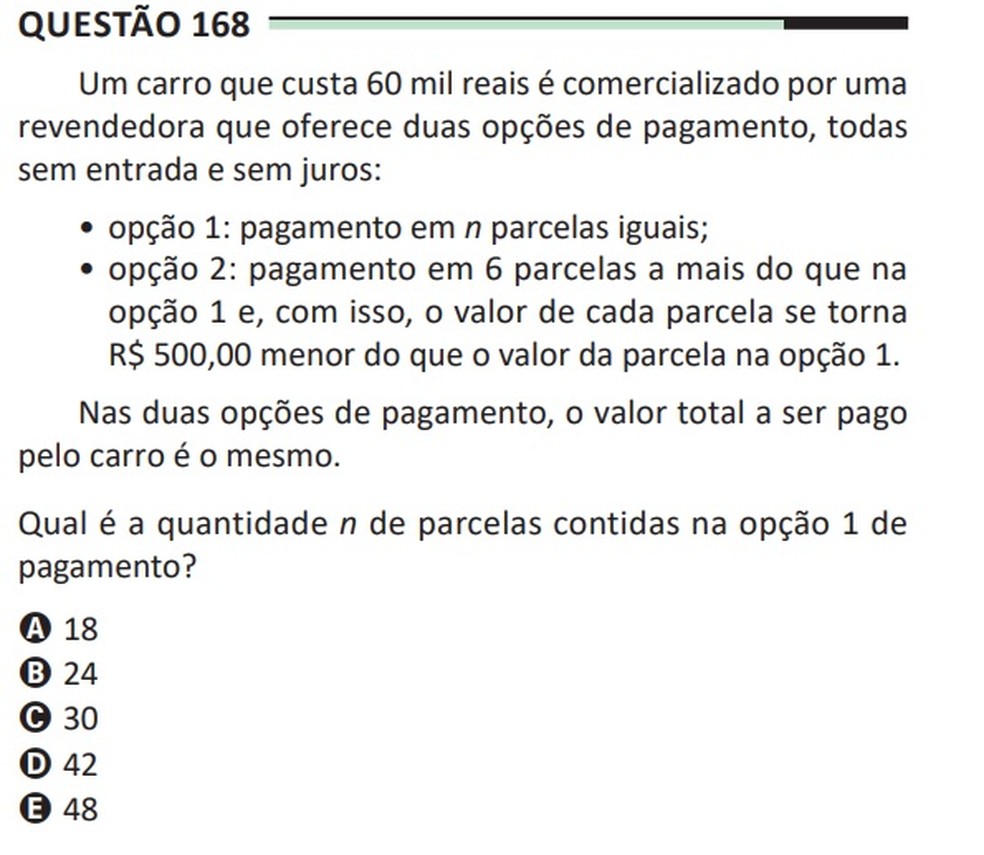 Enem: questão sobre parcelamento foi anulada — Foto: Reprodução