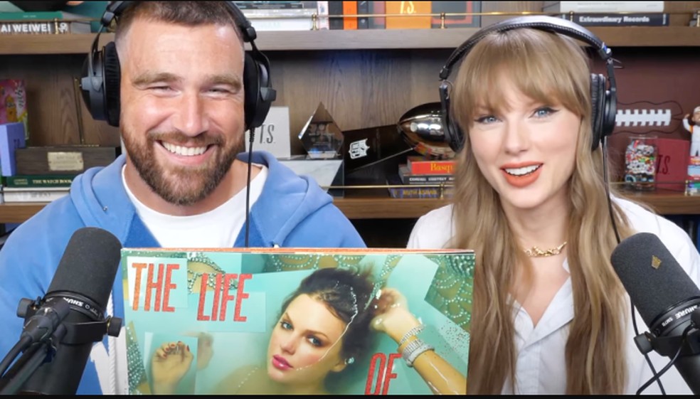Travis Kelce e Taylor Swift — Foto: Reprodução YouTube