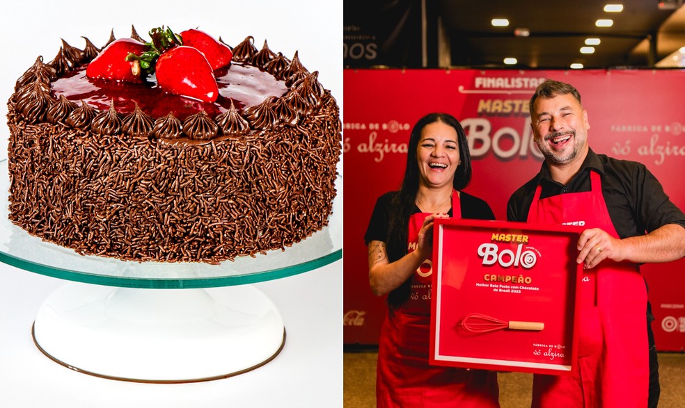 Leandro e Cristiane, dupla campeã do Master Bolo — Foto: Divulgação Fábrica de Bolo Vó Alzira/Alexandre Woloch