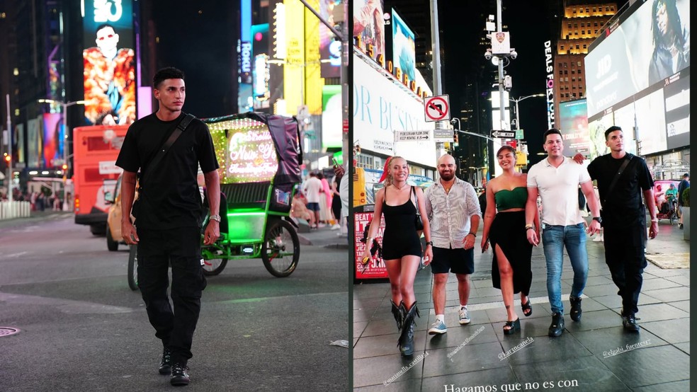 Fuentes com amigos no Times Square — Foto: Reprodução redes sociais