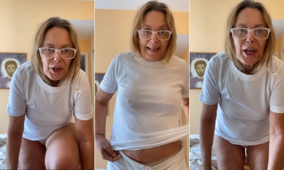 Maria Zilda grava vídeo trocando de roupa — Foto: Reprodução