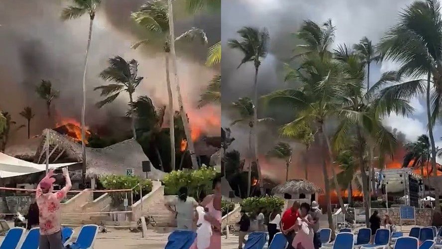 Um incêndio de grandes proporções atingiu um resort na região de Bayahibe, na província de La Altagracia, na República Dominicana
