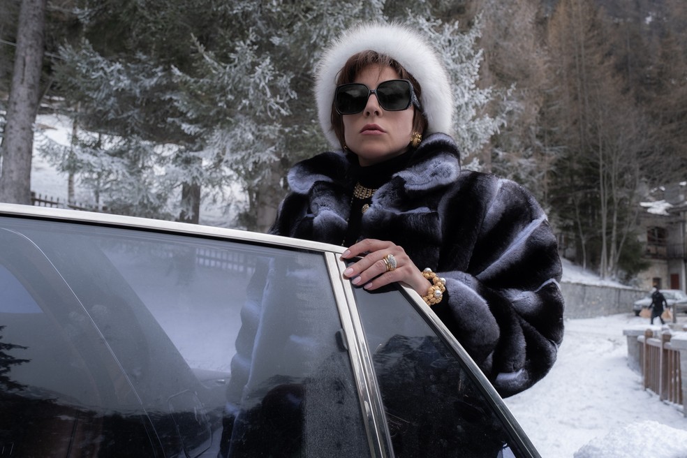 Lady Gaga em cena do filme'Casa Gucci' — Foto: Reprodução