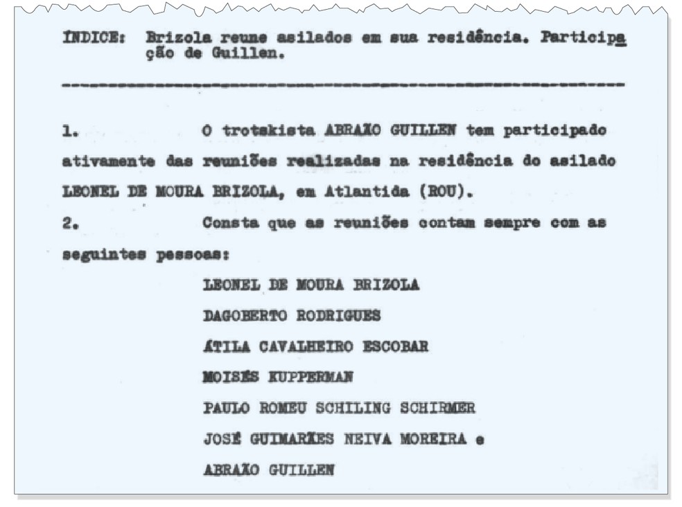 Registros de visitas de Leonel Brizola foram investigados durante o regime militar — Foto: Reprodução