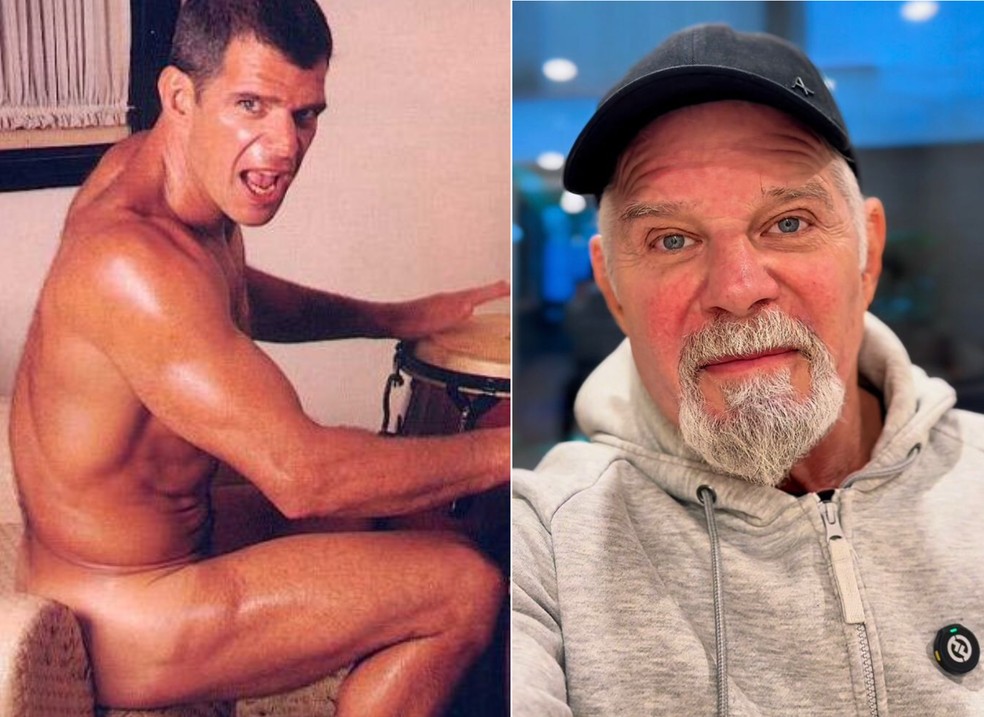 Raul Gazolla in the nude photo shoot, in 1999, and currently — Photo: Reproduction/Revista Íntima e Reproduction/Instagram
