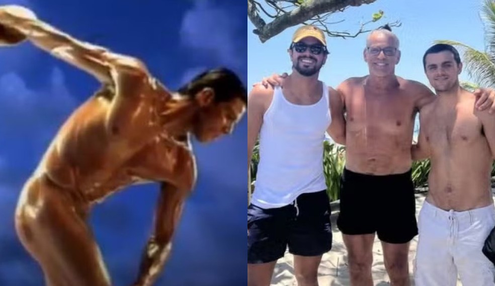 Beto simas nos anos 1990 e atualmente com os filhos — Foto: Reprodução