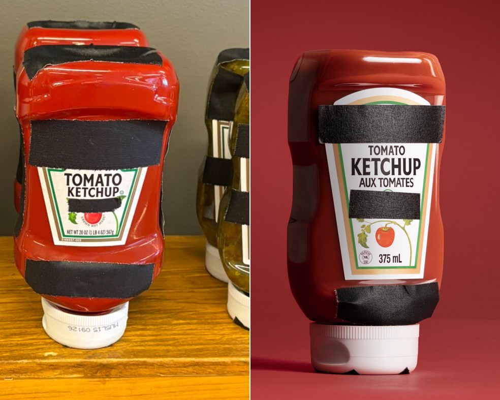 Garrafas 'censuradas' de ketchup na Copa inspiram versão especial lançada 'ironicamente' pela Heinz — Foto: Reprodução: X e Heinz