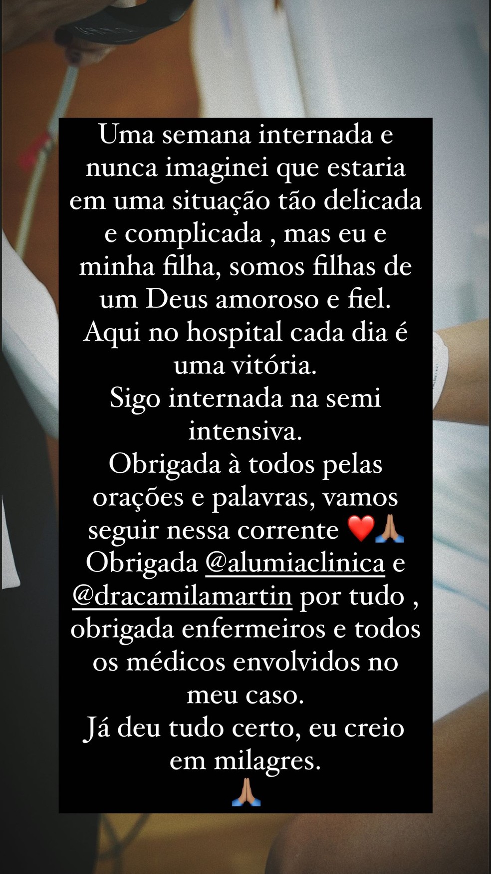 Lexa cita 'milagre' ao falar sobre seu estado de saúde — Foto: Reprodução