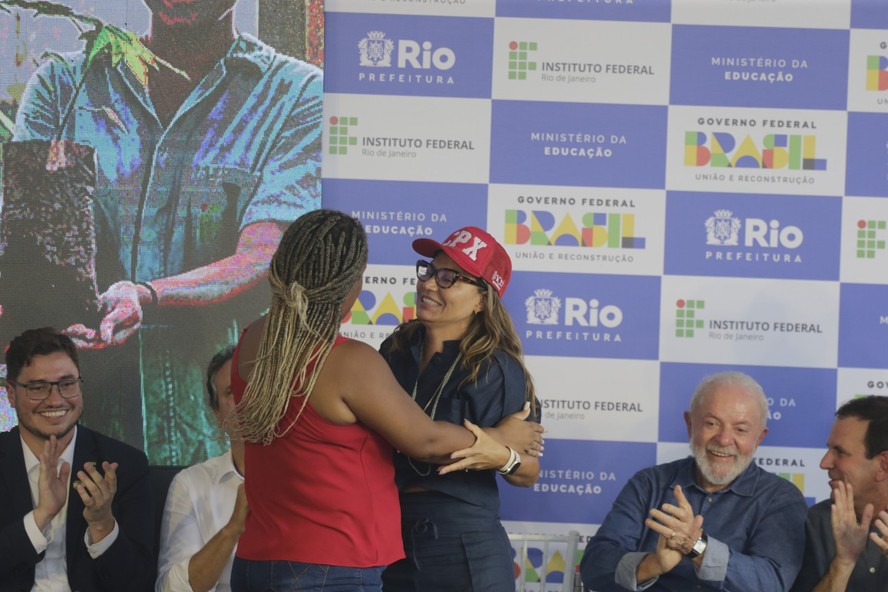 A primeira-dama Janja em evento de lançamento do Instituto Federal do Rio (IFRJ), na última semana