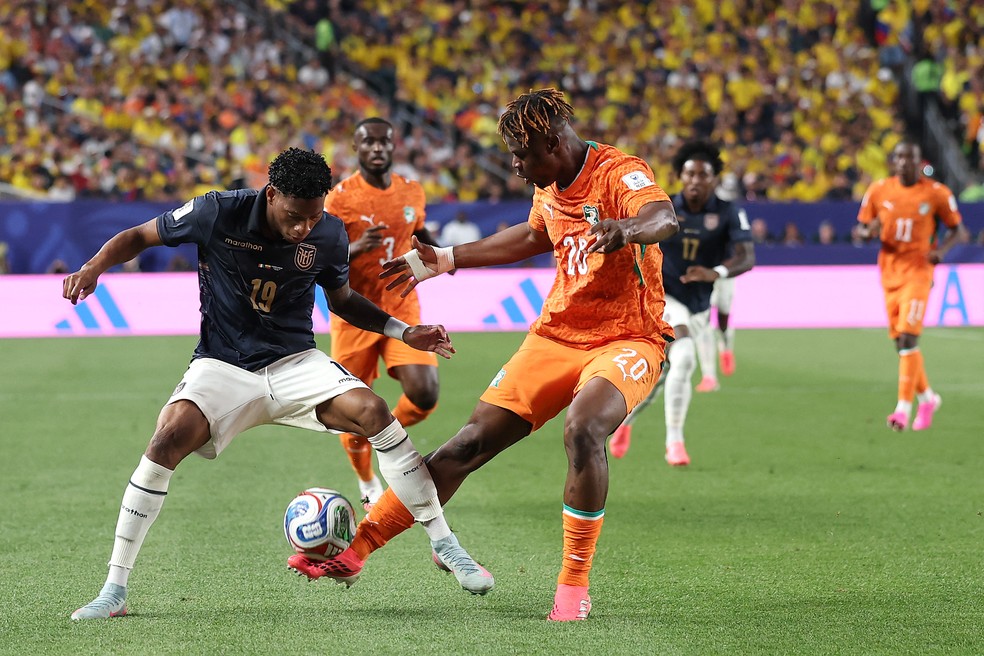 Plata em ação pelo Equador na Copa do Mundo 2026 — Foto: AFP
