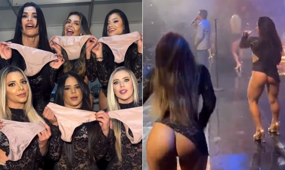 Bailarinas do cantor Leonardo se pronunciam sobre uso de calcinha no palco e, em seguida, batem boca com seguidores nas redes sociais — Foto: Reprodução/Instagram