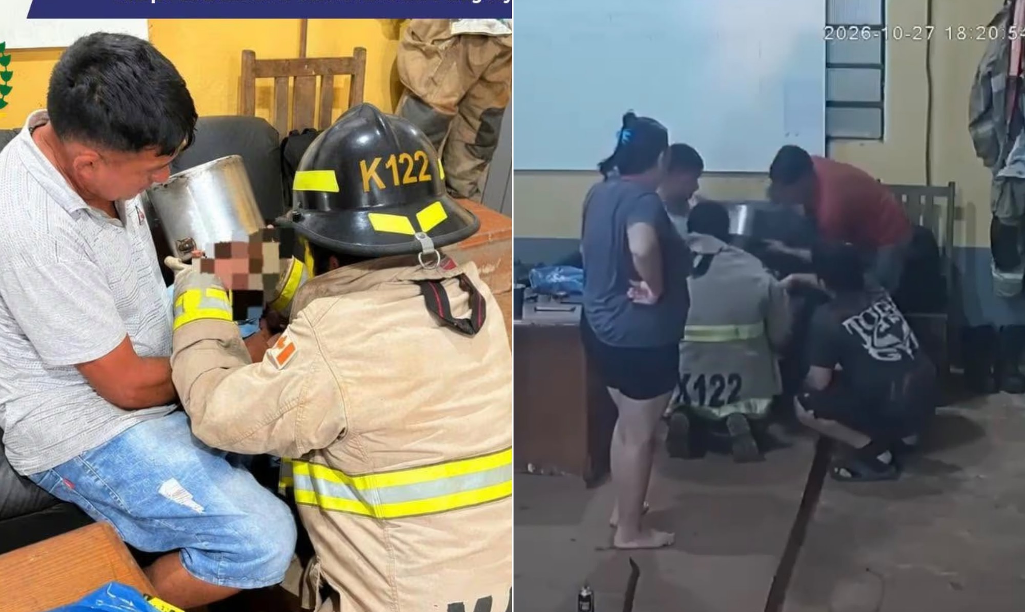 Viralizou: bombeiros resgatam criança com a cabeça presa em panela de pressão no Paraguai; vídeo