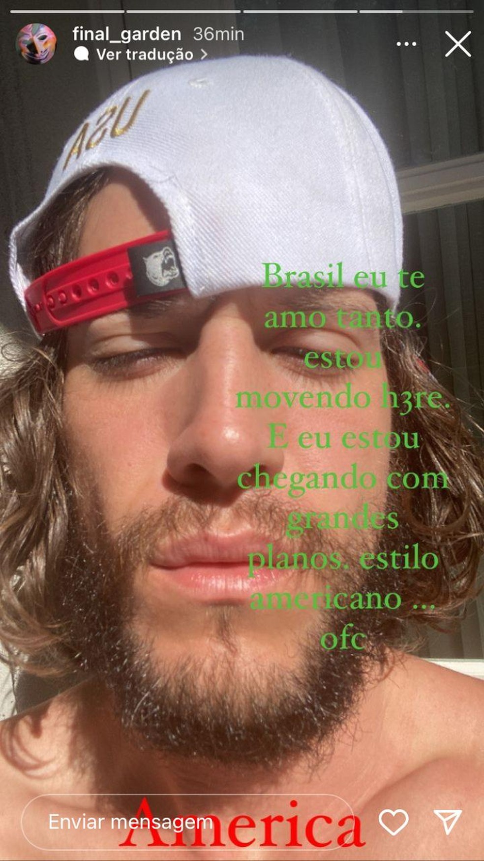 Charlie Grant, irmão de Lana del Rey, diz que "ama" o Brasil — Foto: Reprodução/ Instagram