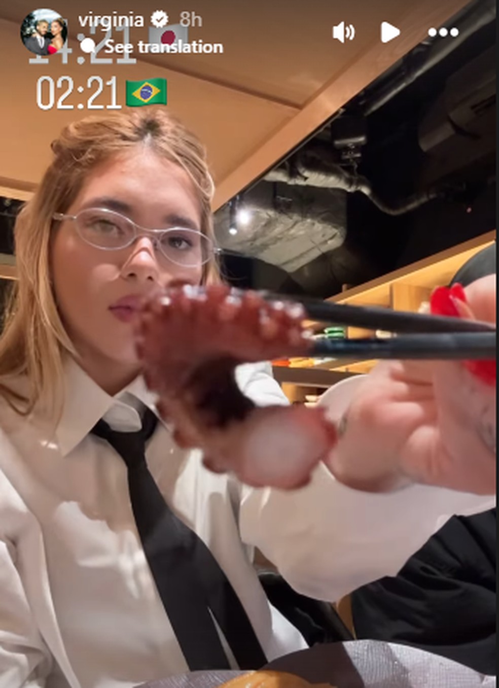 Virginia Fonseca em restaurante no Japão — Foto: Instagram