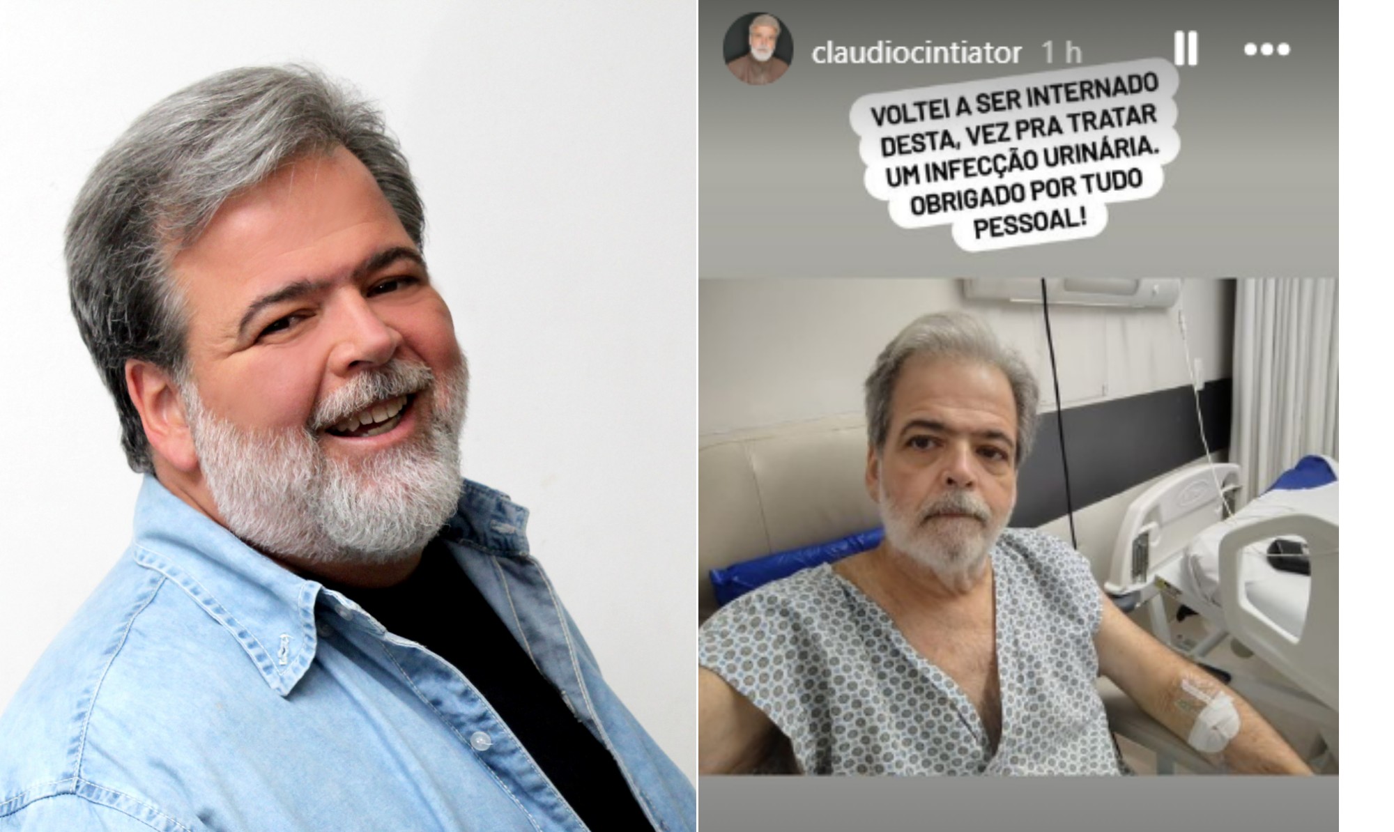 Ator do 'Zorra total' e novelas, Claudio Cinti é internado novamente e pede ajuda em campanha solidária on-line