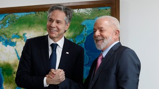 Lula e Blinken durante encontro no Palácio do Planalto — Foto: Cristiano Mariz/ Agência O Globo
