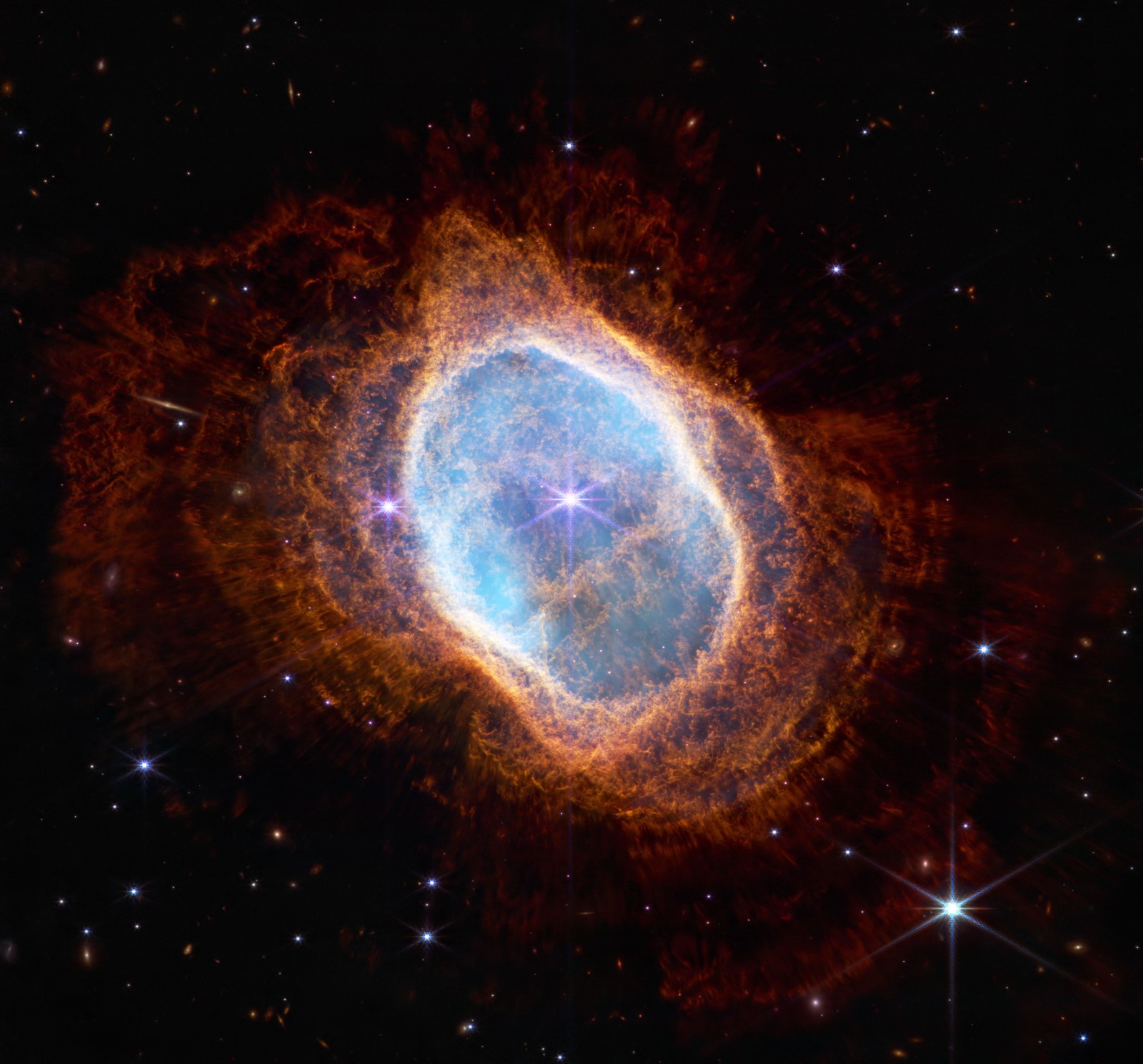Nebulosa do Anel Sul, capturada pelo telescópio James Web — Foto: Telescópio James Webb/Nasa