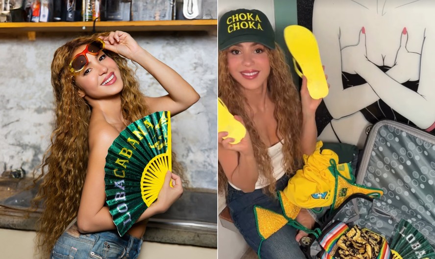 Shakira em post com mala brasileira