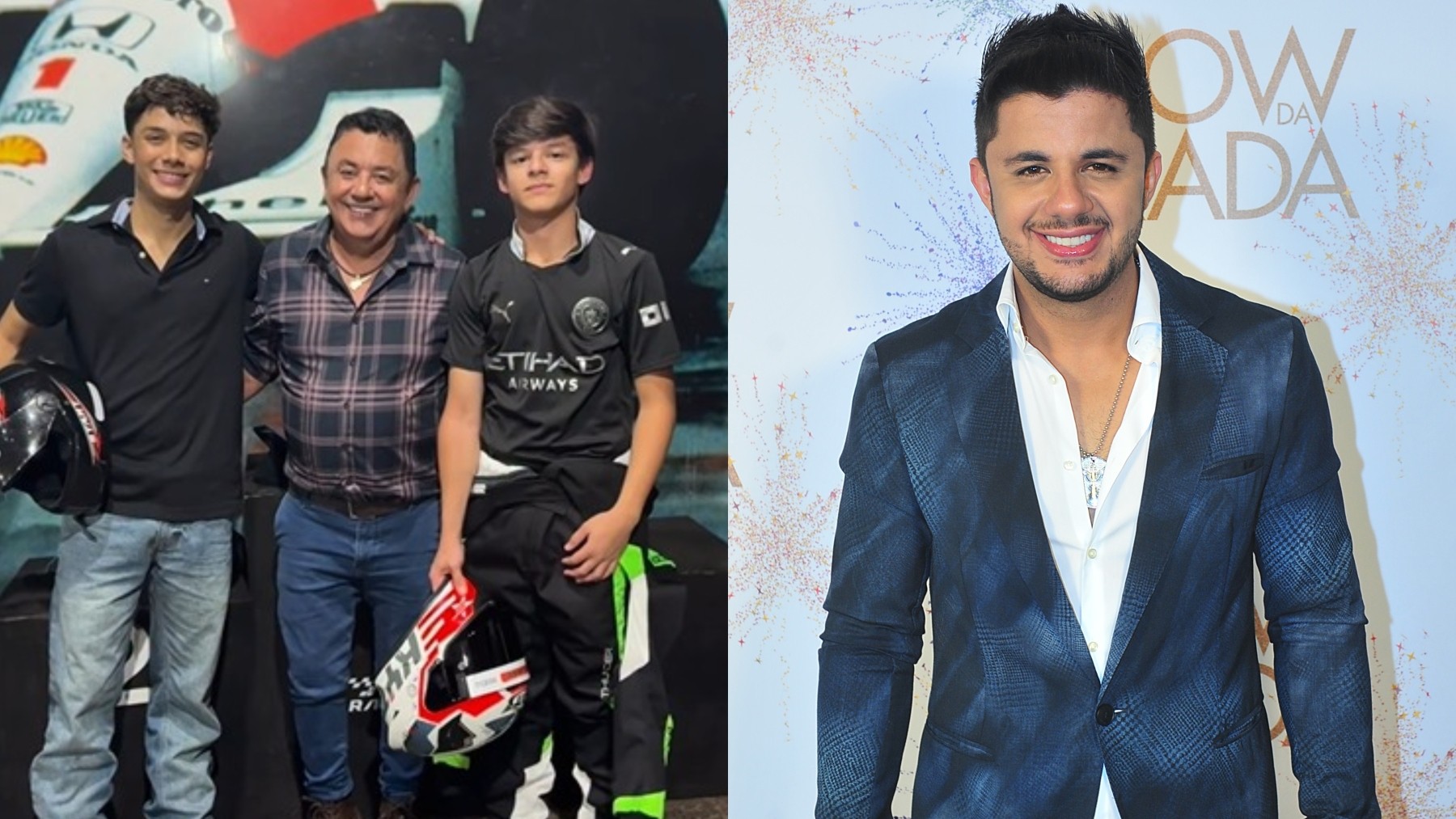 Filhos de Cristiano Araújo surgem em rara foto com o avô e impressionam pela semelhança com o cantor