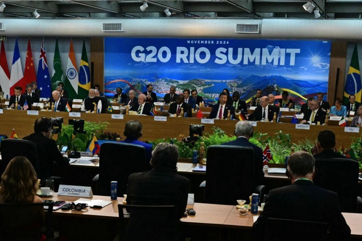 A cúpula do G20 discute no Rio o combate à fome, estratégias contra as mudanças climáticas e a taxação de grandes fortunas — Foto: Pablo PORCIUNCULA / AFP
