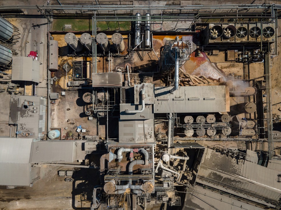 Unidade de processamento de soja, incluindo uma fábrica de óleo de soja e uma planta de biodiesel, em Greenwood, Mississippi — Foto: Rory Doyle/Bloomberg