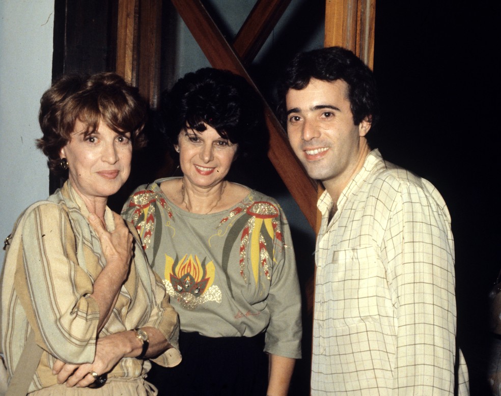 Rosita Thomaz Lopes, Janete Clair (no centro) e Tony Ramos em 1981 — Foto: Adir Mera / Agência O Globo