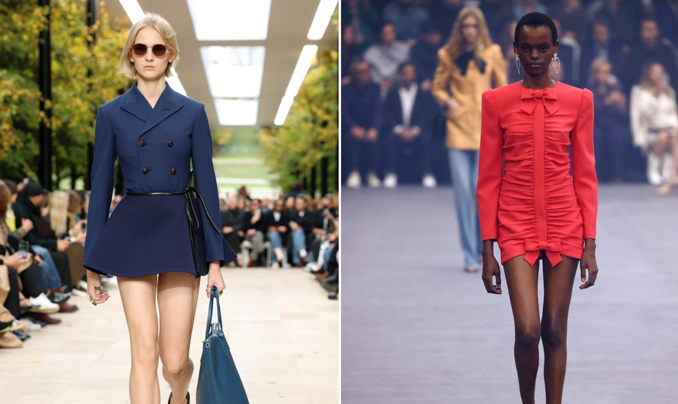 Coleção de verão da Cecile e Valentino, respectivamente — Foto: Getty Images