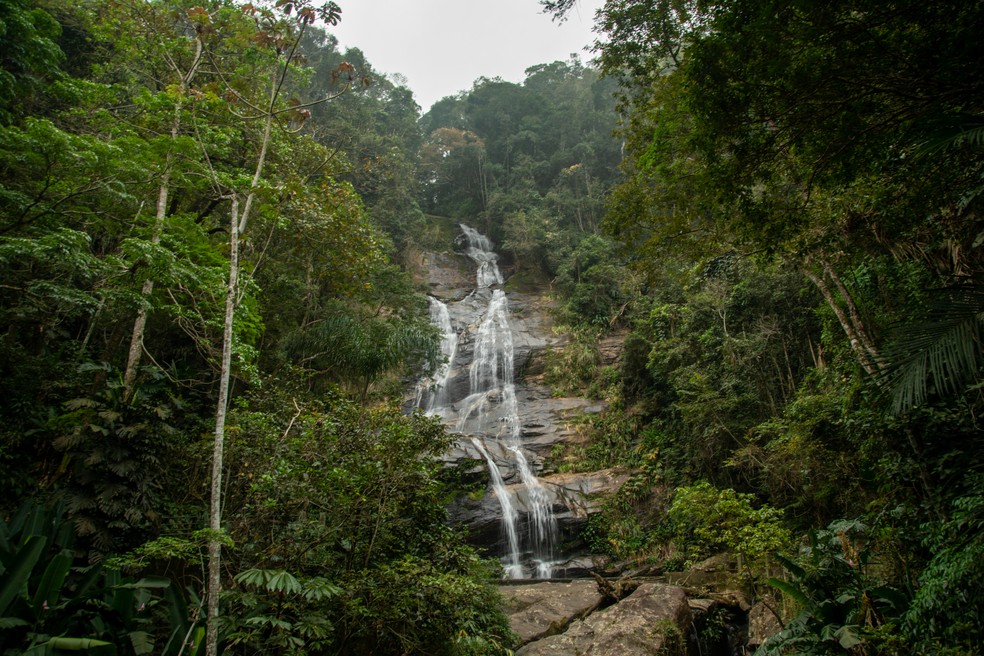 Cascatinha Taunay, na Floresta da Tijuca: pouca água — Foto: Ana Branco
