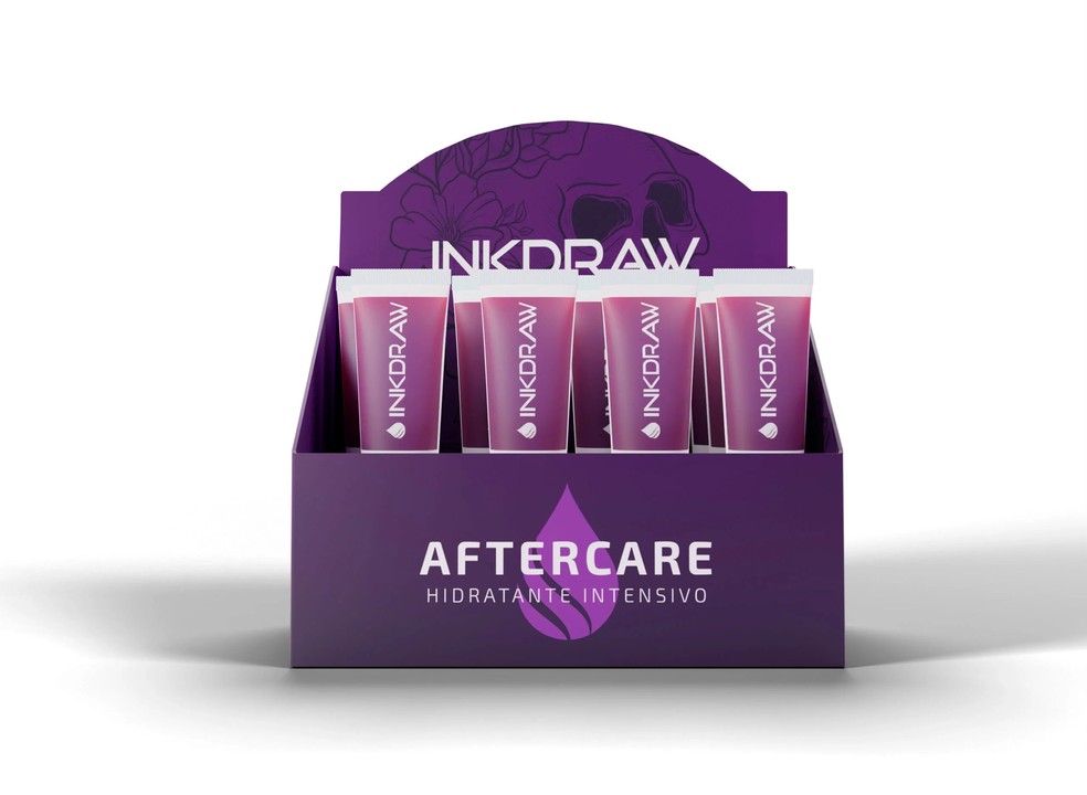Anvisa proíbe Pomada Cicatrizante Inkdraw Aftercare, indicada para uso pós-tatuagem. — Foto: Divulgação
