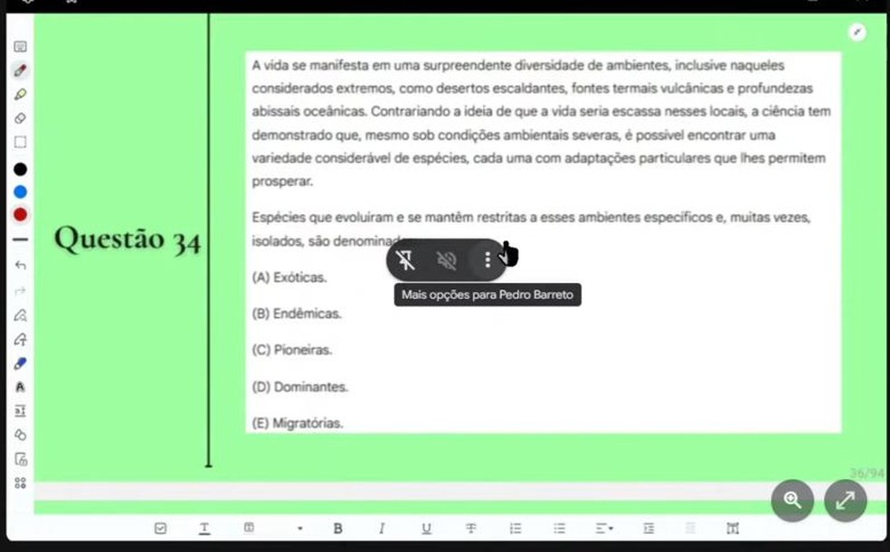 Questão apresentada por Edcley em live — Foto: Reprodução