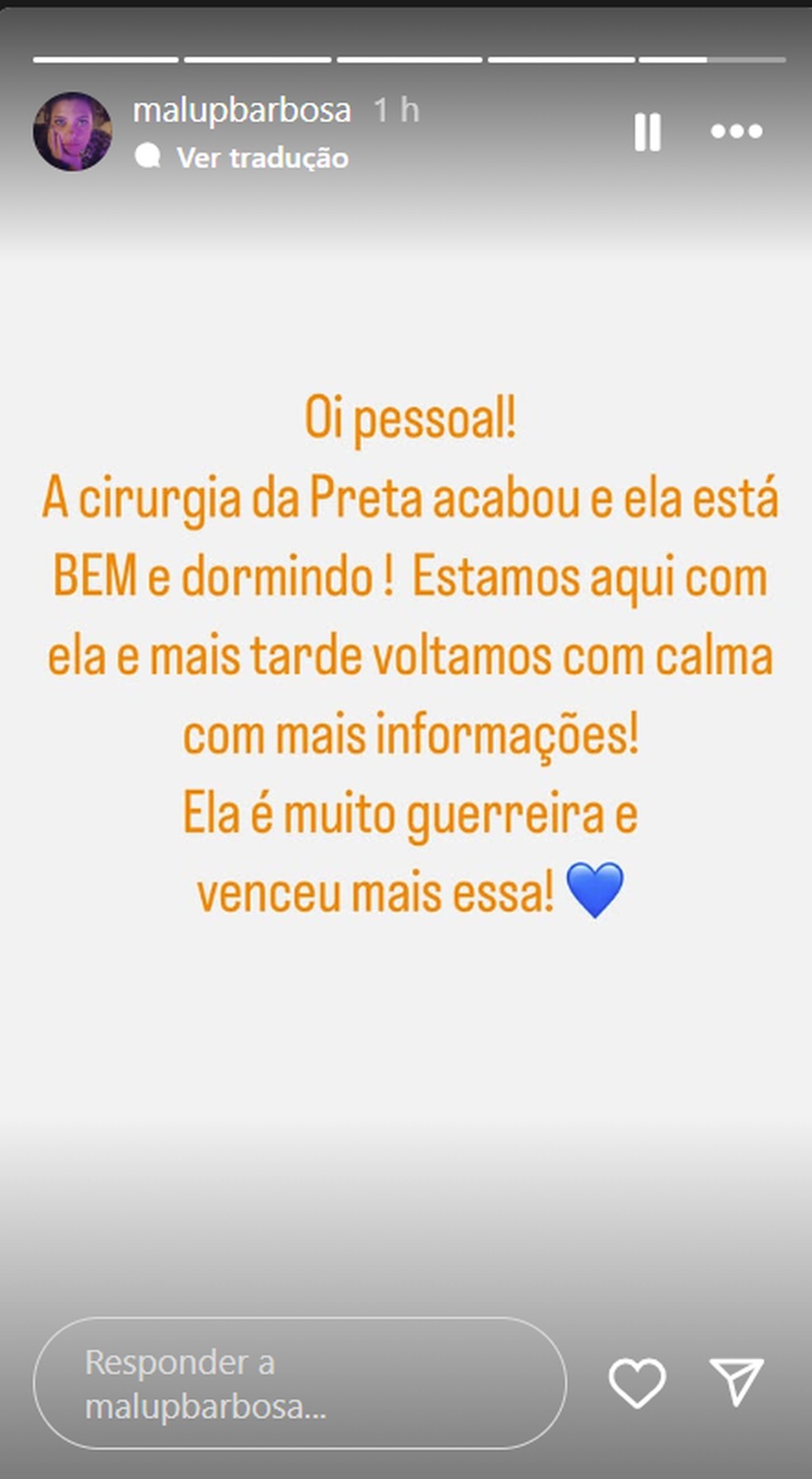 A amiga de Preta Gil, Malu Barbosa, tambm postou na manh desta sexta-feira — Foto: Reproduo Instagram