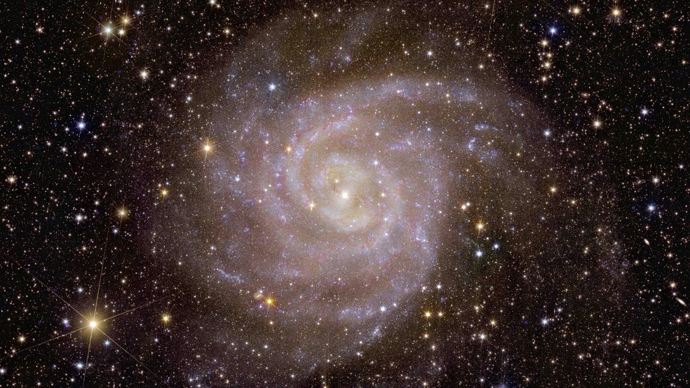 Galáxia espiral IC 342 fotografada pelo telescópio Euclides — Foto: Divulgação/ESA