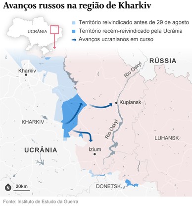 Órgãos oficiais e analistas militares indicam que a Rússia está perdendo o controle de Izium, uma cidade nos arredores de Kharkiv.