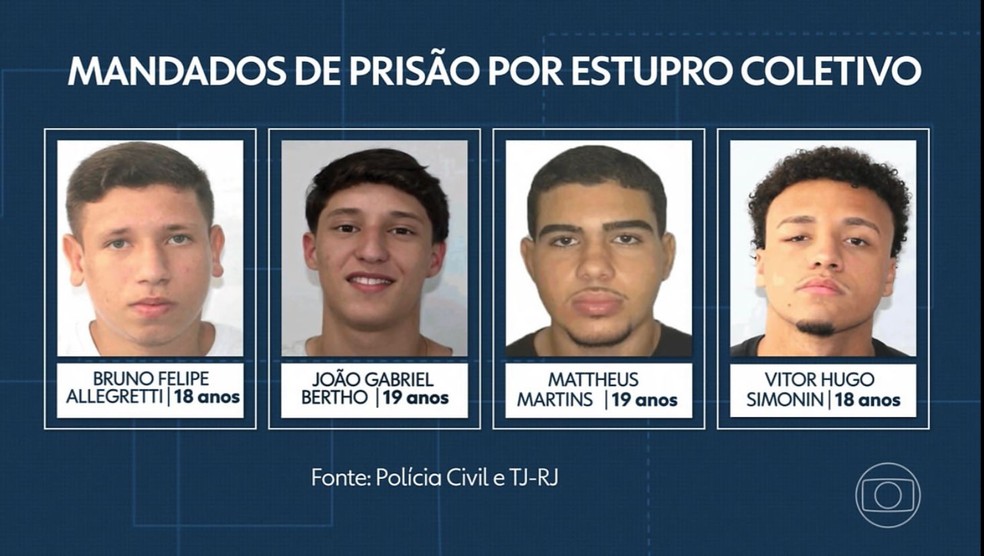 Suspeitos de cometerem estupro coletivo a uma adolescente em Copacabana — Foto: Reprodução/ Rede Globo