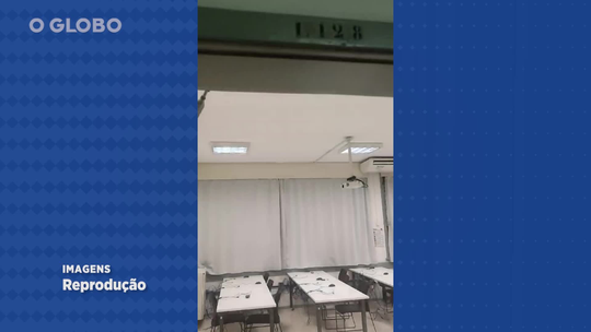 Vídeo mostra porta arrombada em local de onde computadores foram roubados na PUC-Rio