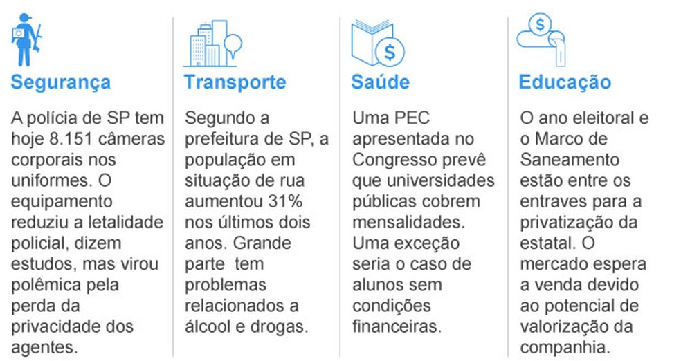 Temas da eleição ao governo de São Paulo — Foto: Arte