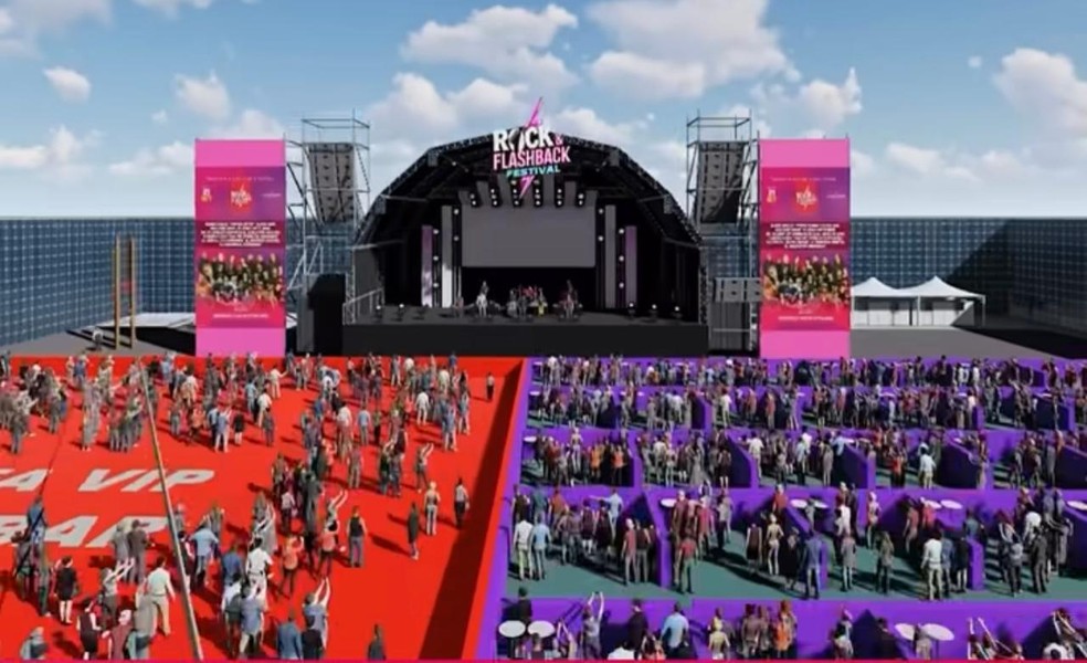 Projeção do palco e pista montados para o evento de 10 anos do shopping Uptown — Foto: Divulgação