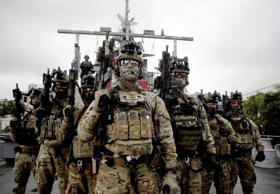 Demonstração da operação de segurança montada para a Cúpula dos BRICS — Foto: Fabiano Rocha