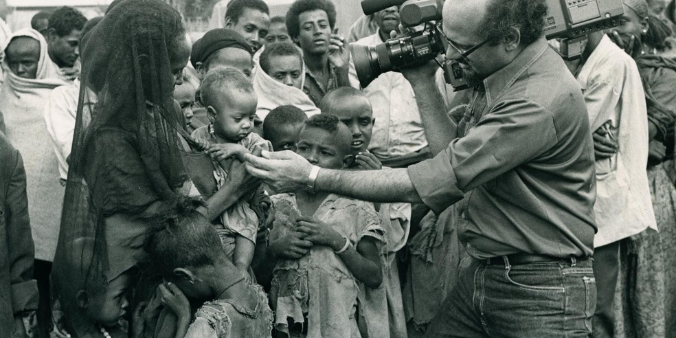 BBC cobrindo a fome na Etiópia — Foto: Reprodução