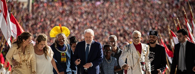 O presidente Luiz Inácio Lula da Silva toma posse em Brasília em janeiro de 2023  — Foto: Hermes de Paula / Agencia O Globo