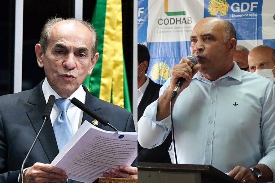 À esquerda, o senador Marcelo Castro; à direita, o deputado distrital Wellington Luiz