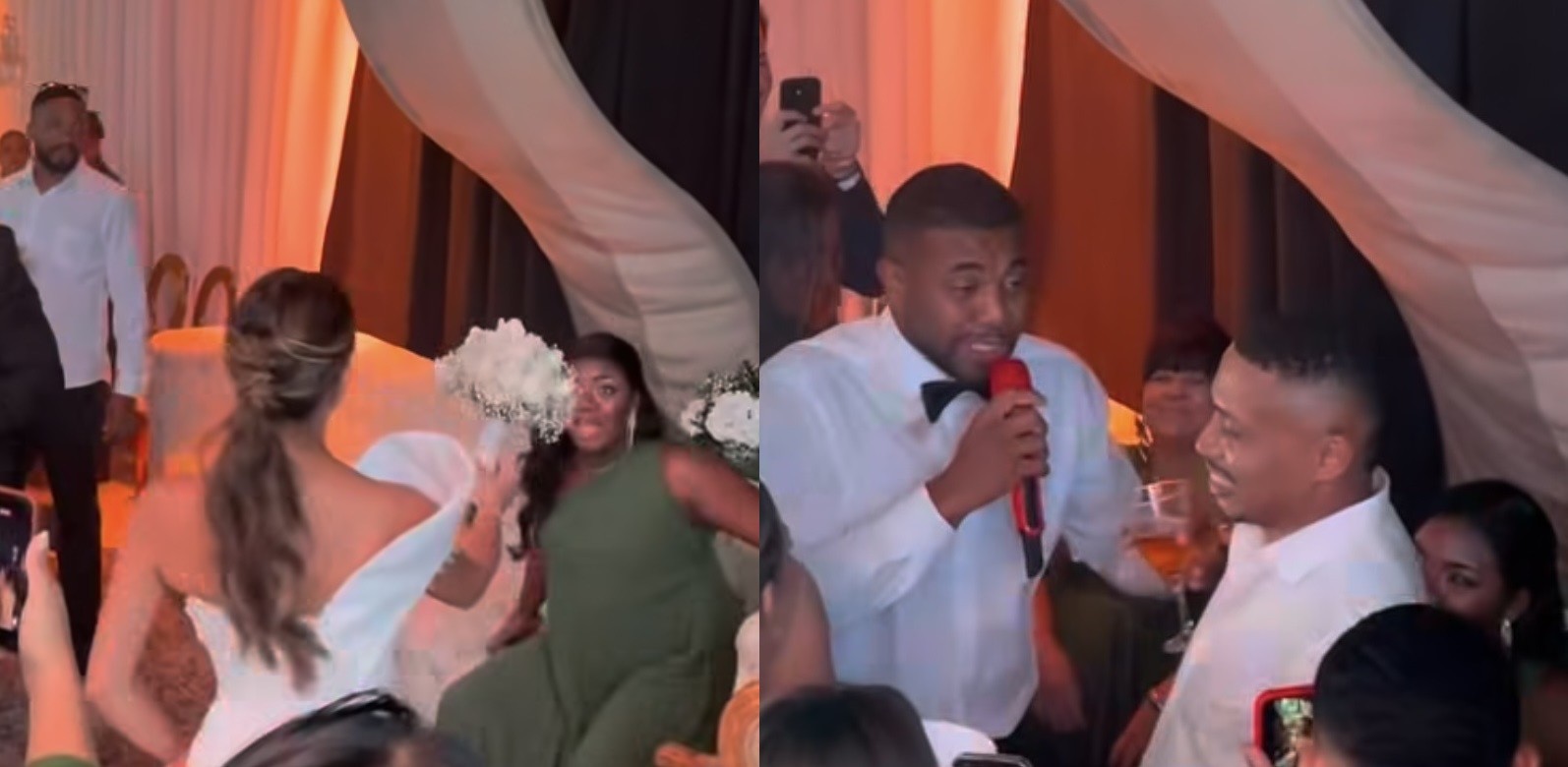 Em casamento, Davi Brito reedita cena icônica do 'BBB 24' e cobra o cunhado após irmã receber buquê: 'No mínimo, uma festa dessa aqui, de R$ 3 milhões' - Foto