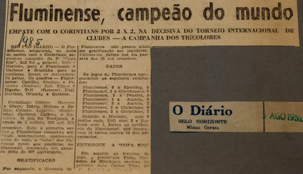 Relembre a conquista do Mundial de 1952 pelo Fluminense